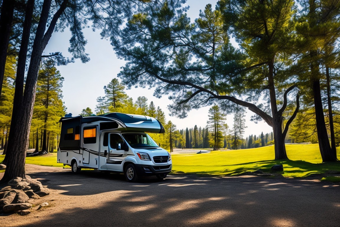 A small RV at a RV camp ground